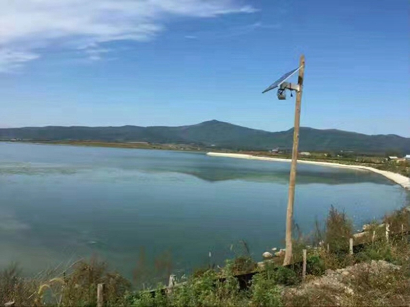 Solar energy monitoring camera for crab farm in Yanbian, Jilin Province