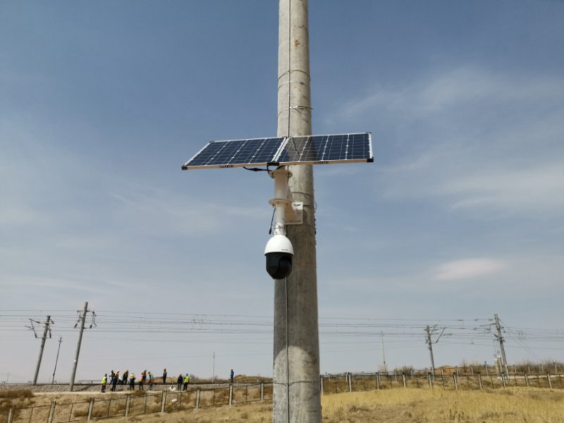 新疆喀什铁路沿线治安联防用okeyset太阳能监控摄像头