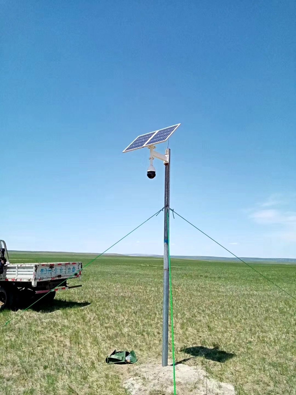 内蒙呼伦贝尔大草原牧场用集创科技太阳能无线监控一体机球机